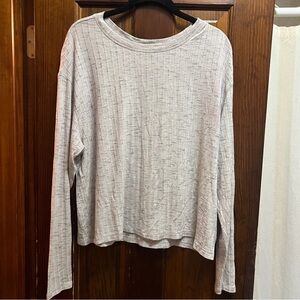 Women's Gray Ribbed Long Sleeve Top